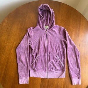 Y2K Juicy Couture Purple Velour Zip Hoodie- Made in Glamorous USA- Large